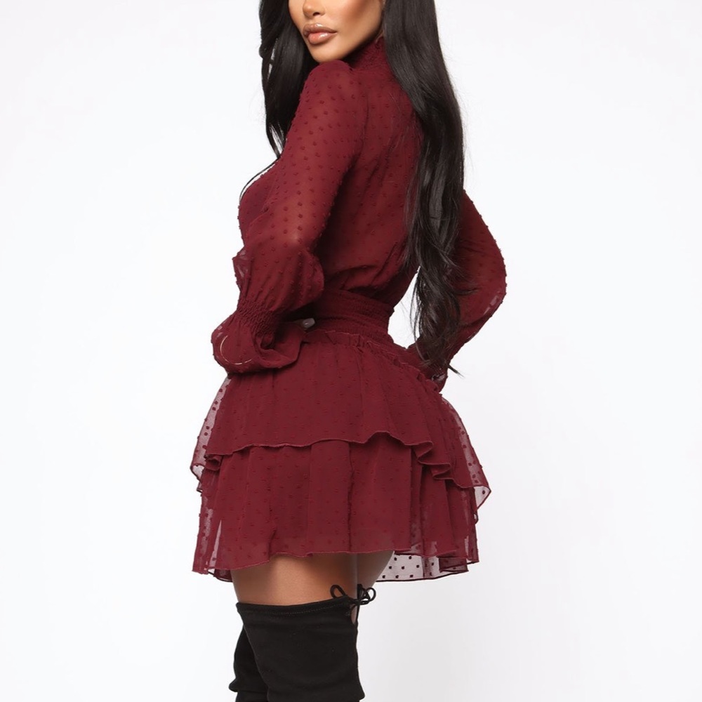 Burgundy mini dress